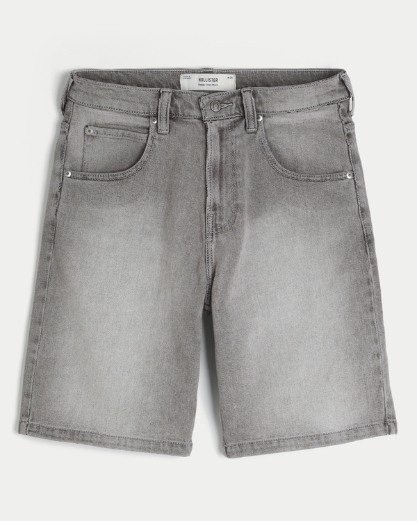 Baggy Denim Shorts, Washed Gray view 1