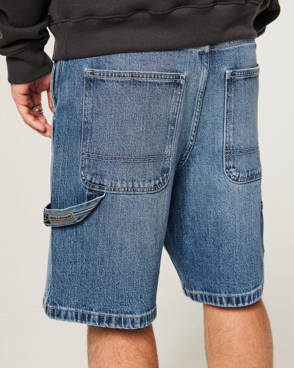 Men's Medium Wash Baggy Denim Painter Shorts | Men's Clearance