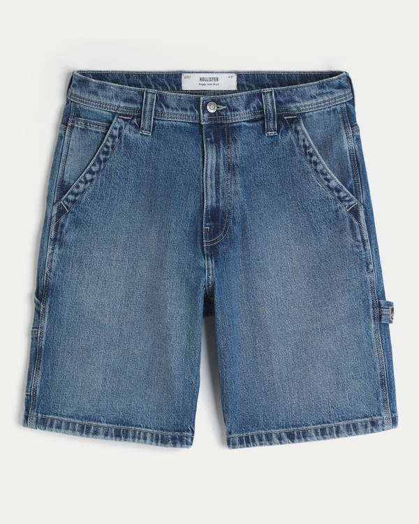 Men's Medium Wash Baggy Denim Painter Shorts | Men's Clearance