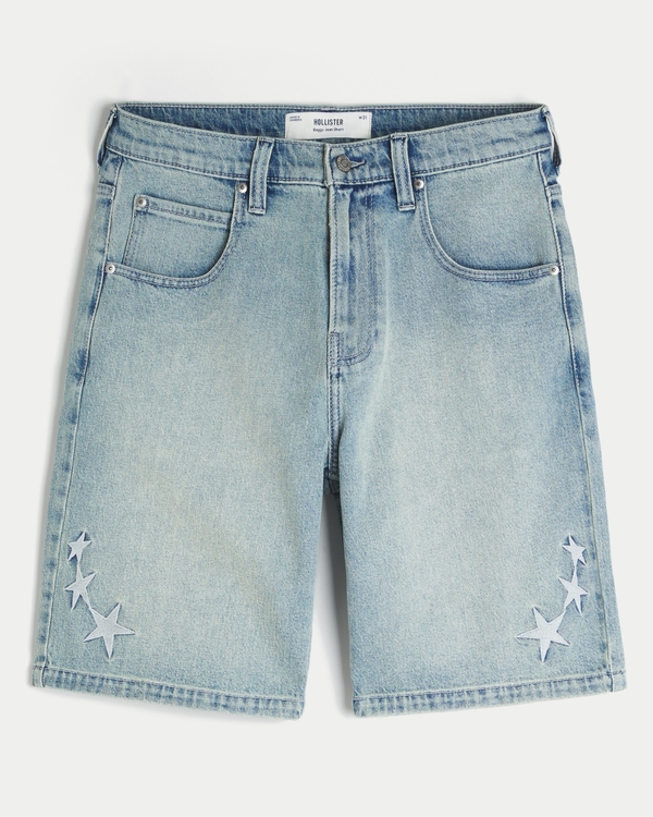 Baggy Embroidered Star Denim Shorts