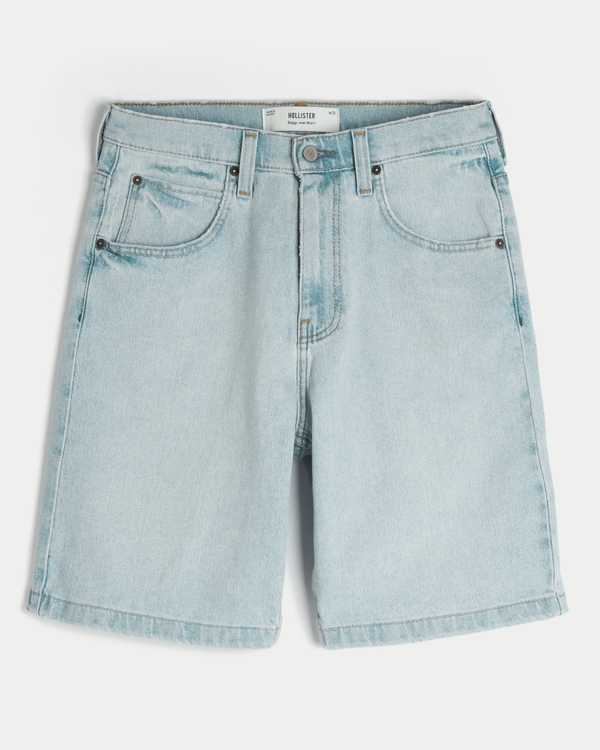Baggy Denim Shorts, Light Wash view 1