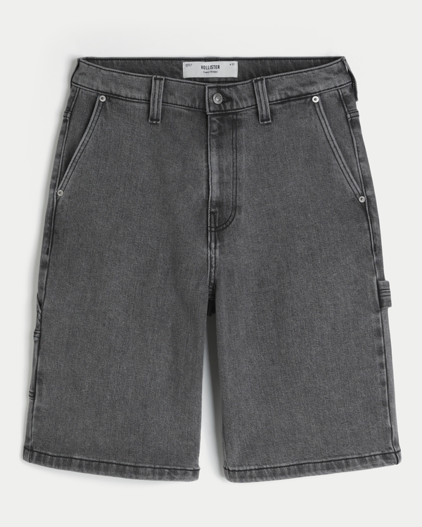 Super Baggy Denim Painter Shorts, Washed Black view 1