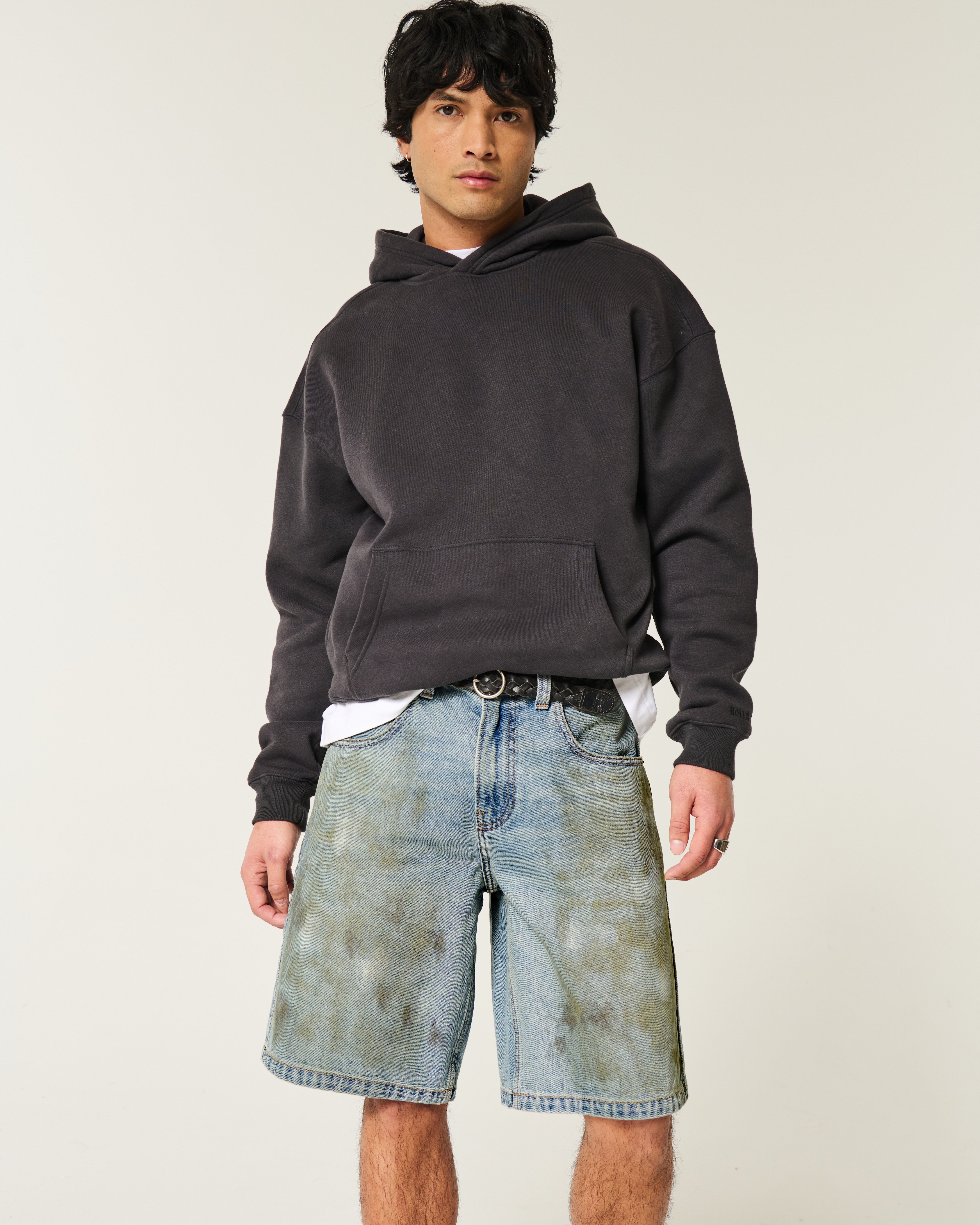 Greased Baggy Jean Shorts