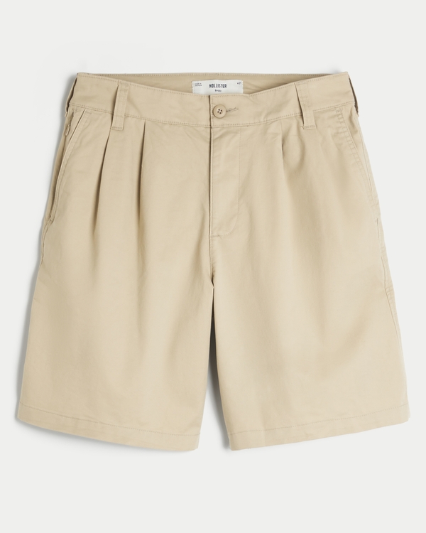 At-the-Knee Baggy Bermuda Shorts, Light Tan view 1