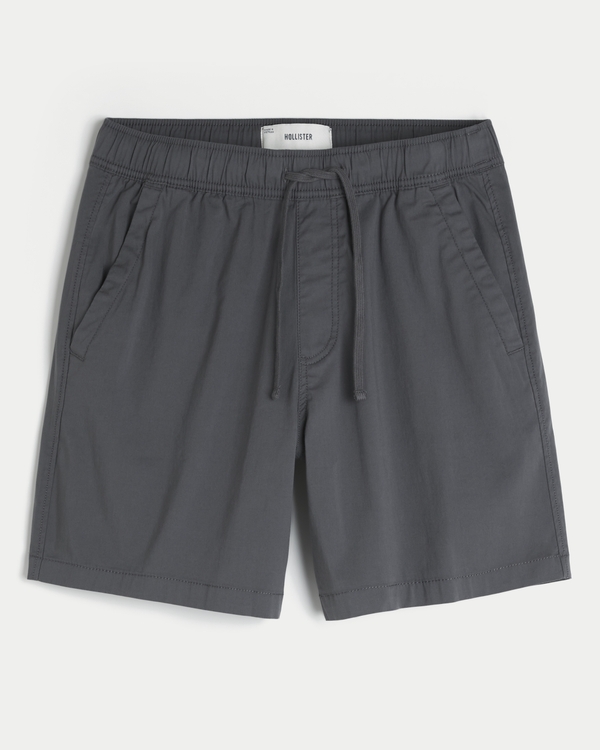 Above-the-Knee Twill Shorts, Dark Gray view 1