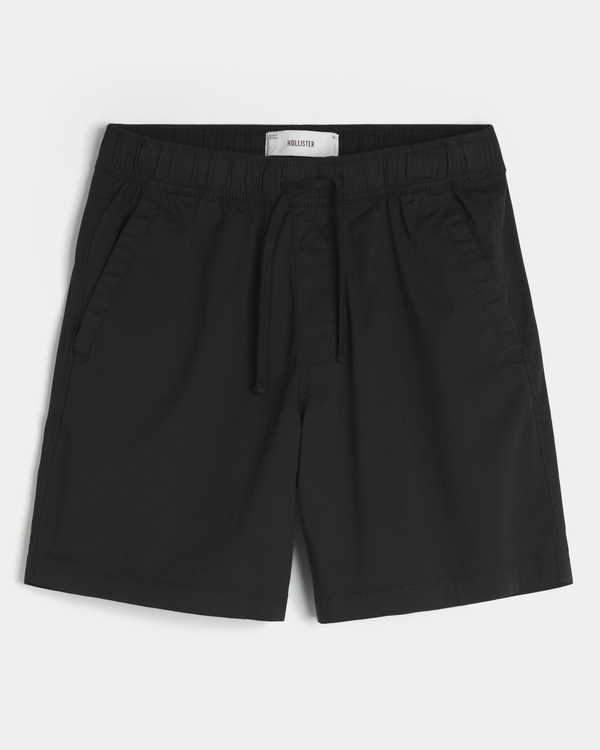 Above-the-Knee Twill Shorts, Black view 1
