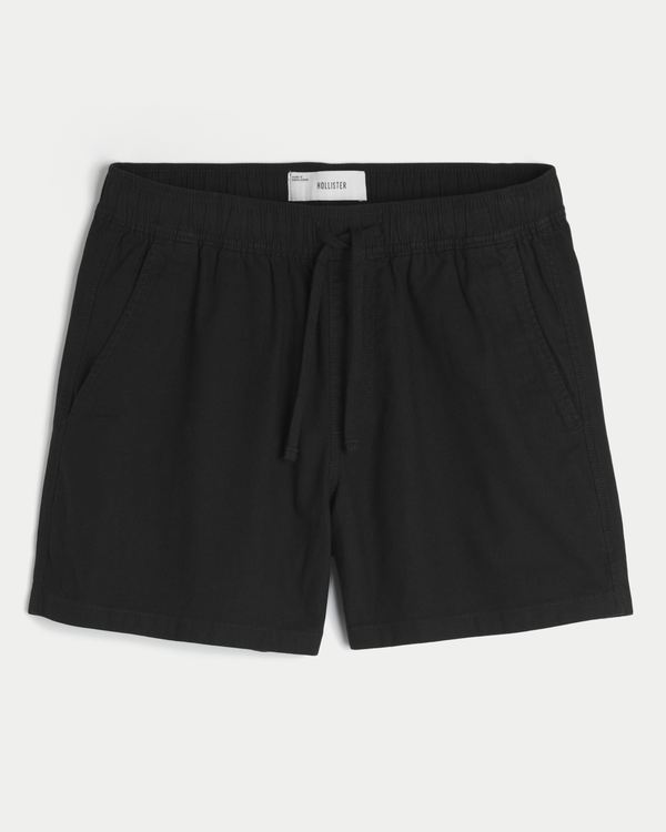 Mid-Thigh Linen-Blend Shorts, Black view 1
