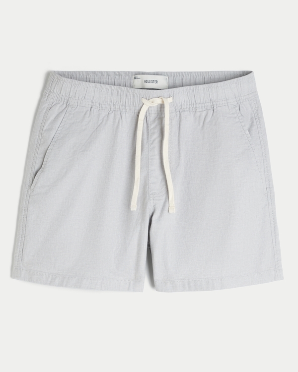 Mid-Thigh Linen-Blend Shorts, Light Heather Gray view 1