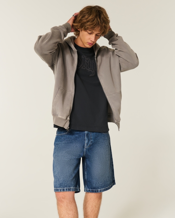 Baggy Denim Shorts, Medium view 1