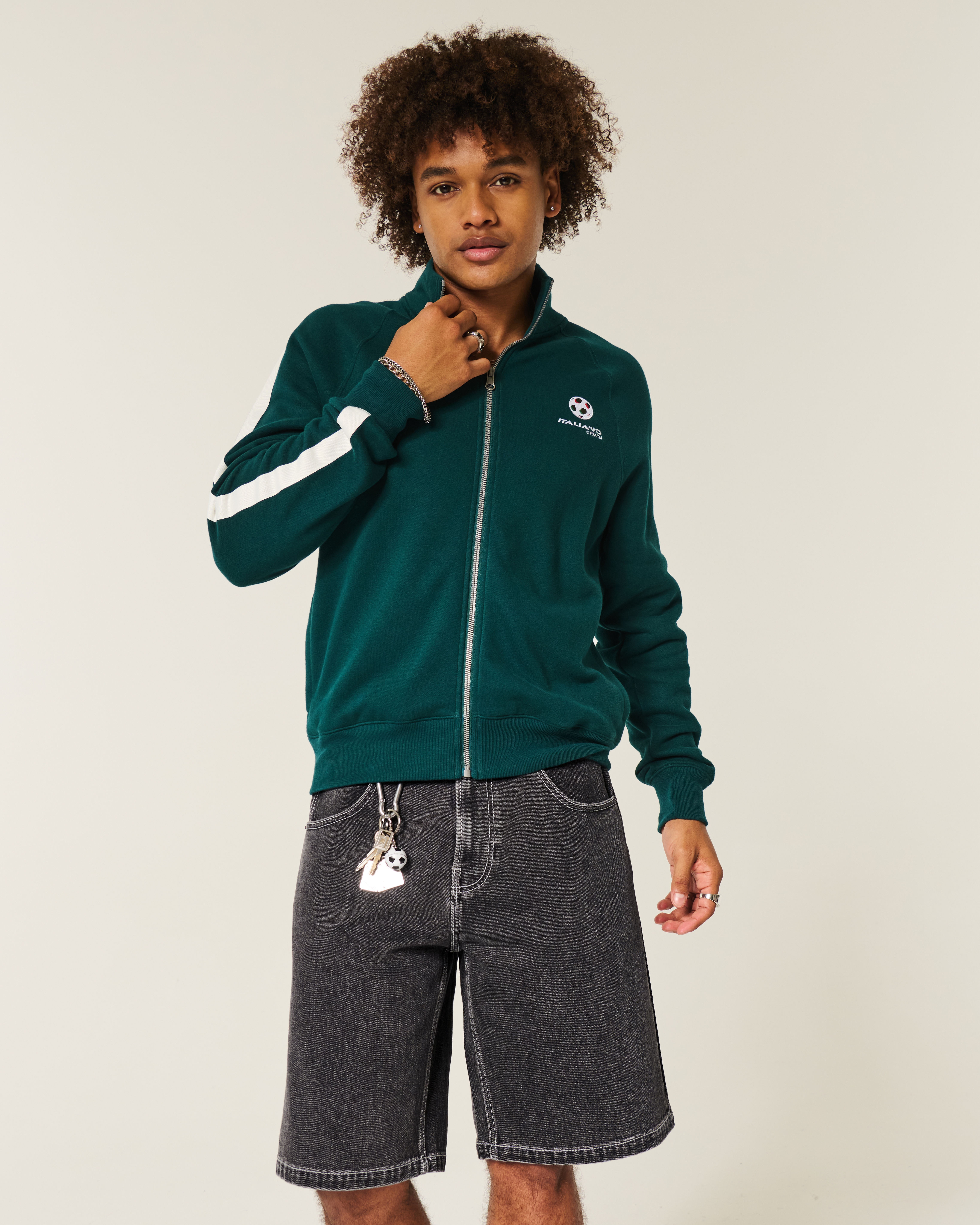 Tiger Graphic Baggy Denim Shorts