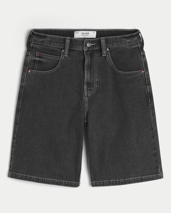Tiger Graphic Baggy Denim Shorts, Washed Black view 1