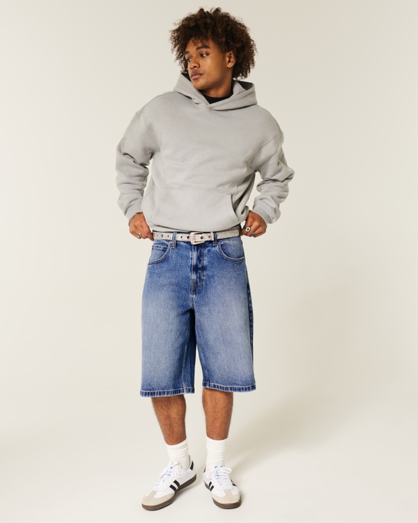 Dark Wash Super Baggy Denim Shorts, Dark view 1