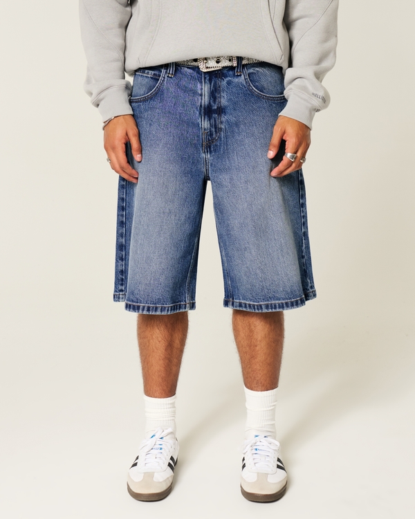 Dark Wash Super Baggy Denim Shorts, Dark view 2