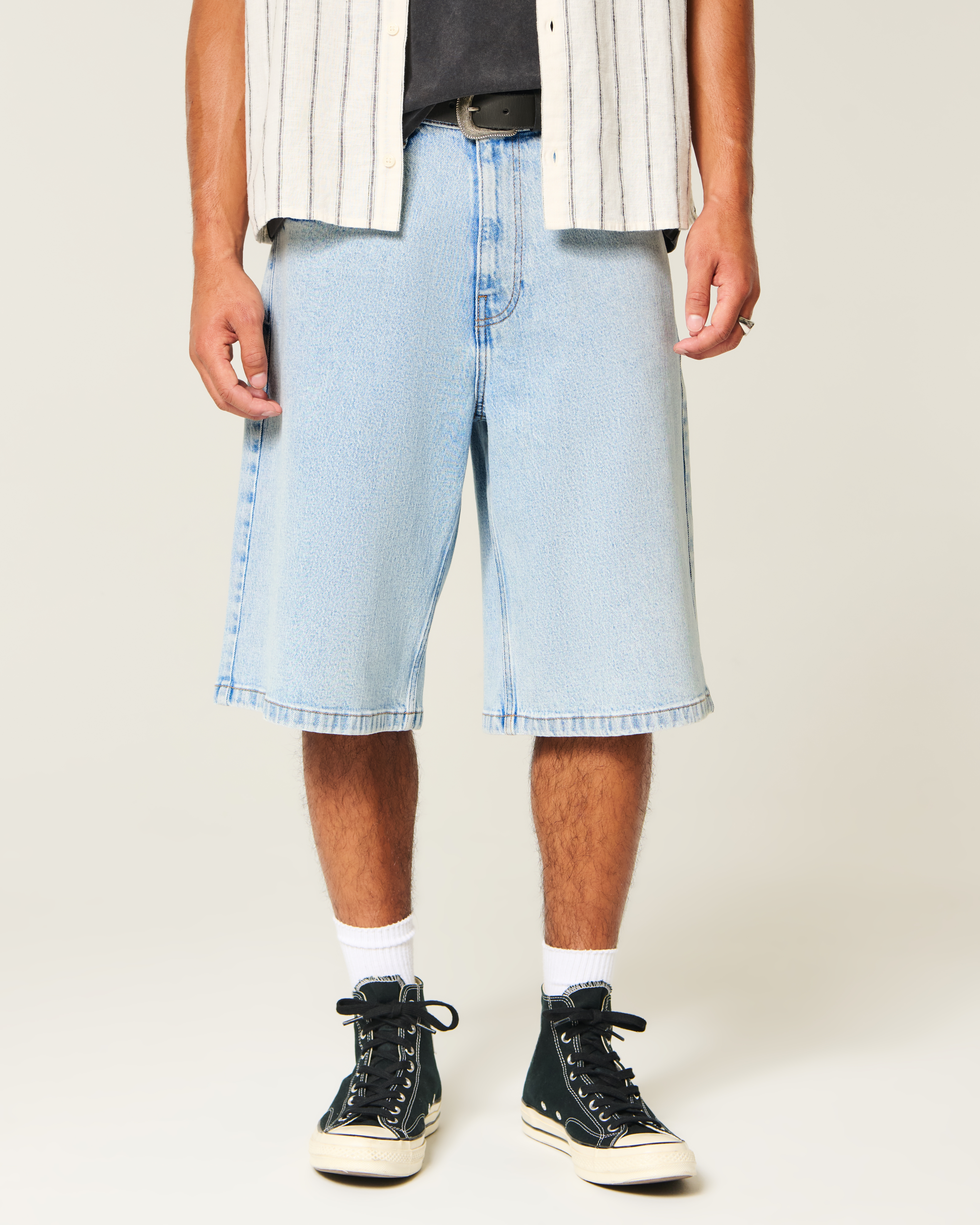 Light Wash Super Baggy Denim Shorts