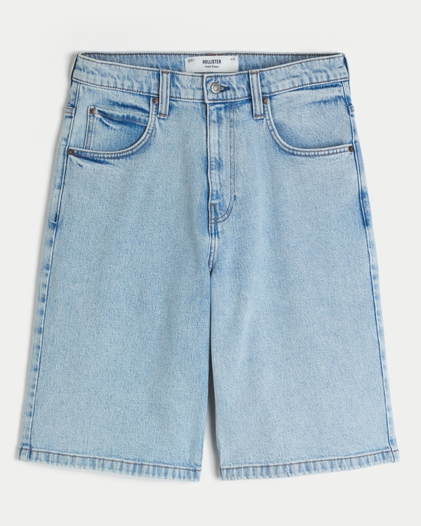 Light Wash Super Baggy Denim Shorts, Light Wash view 1
