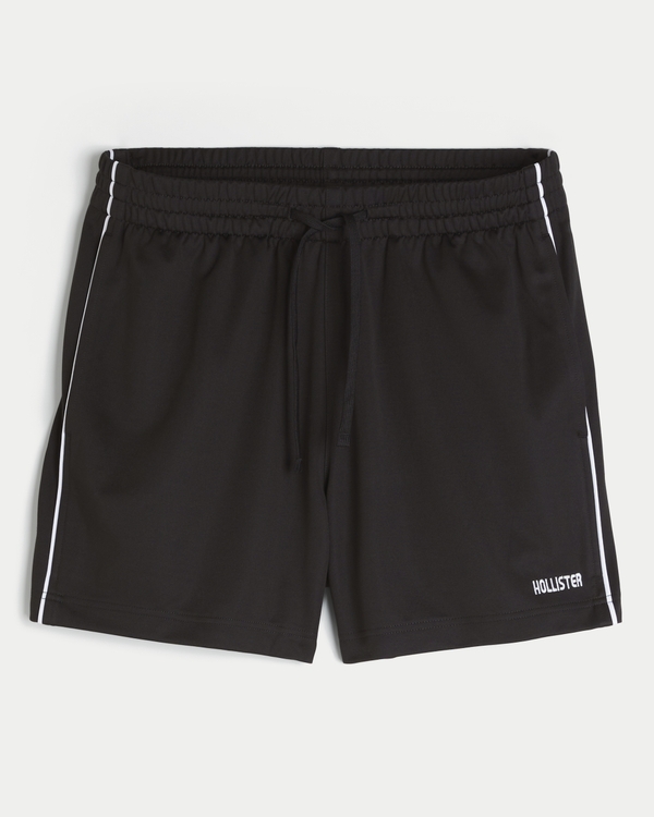 Mid-Thigh Knit Logo Soccer Shorts, Black view 1