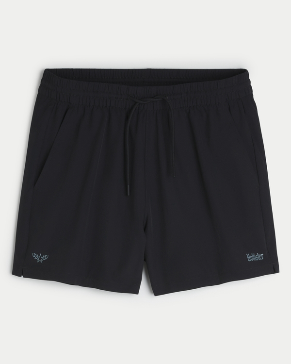 Mid-Thigh Logo Active Shorts, Black view 1