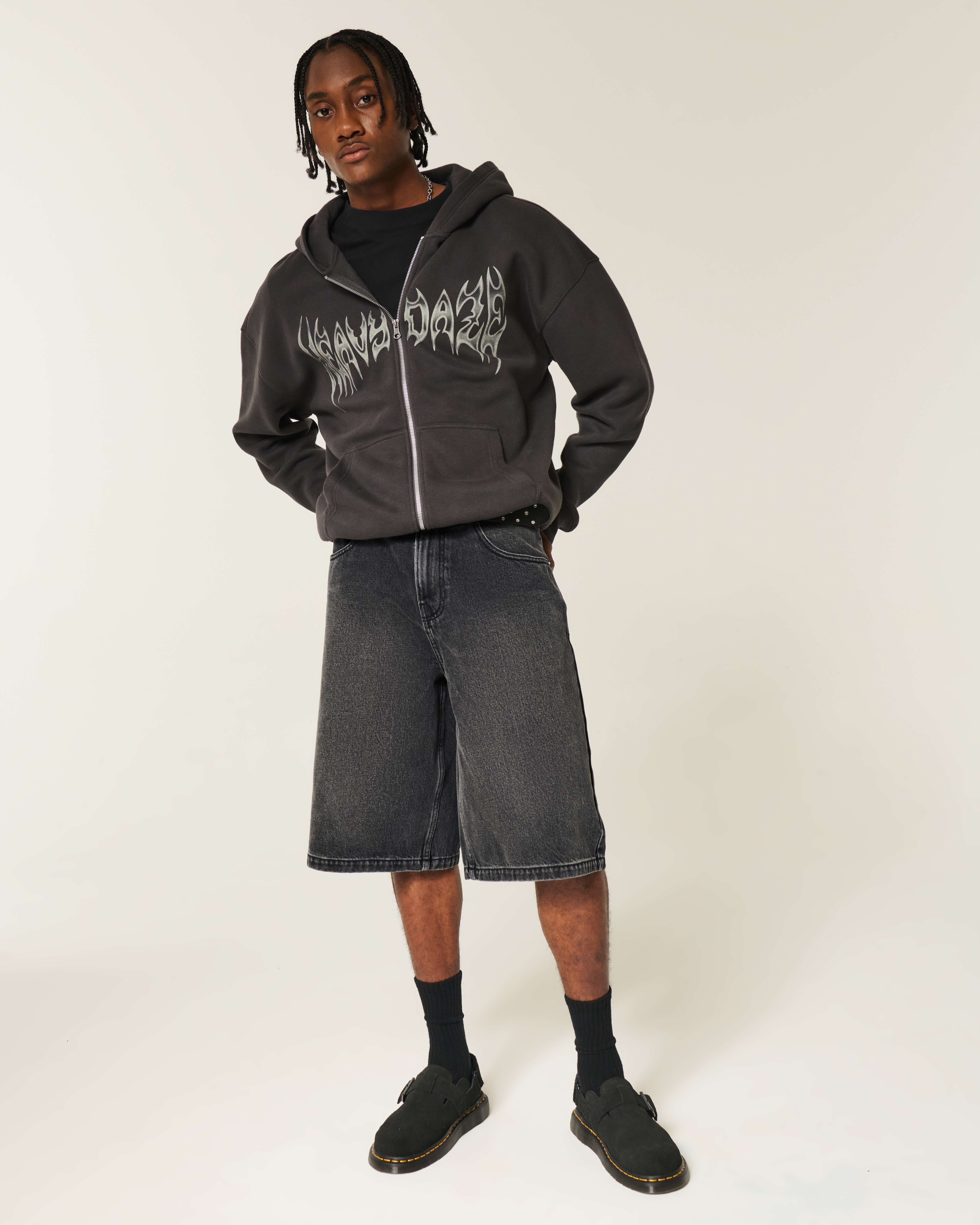 Star Graphic Super Baggy Denim Shorts