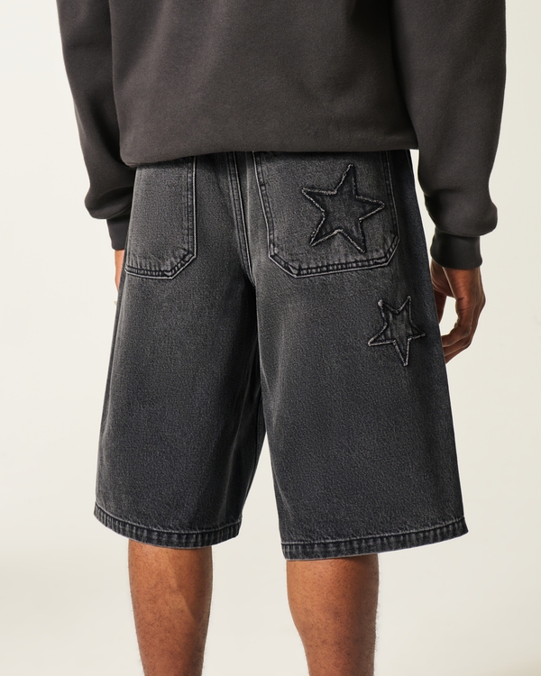 Star Graphic Super Baggy Denim Shorts