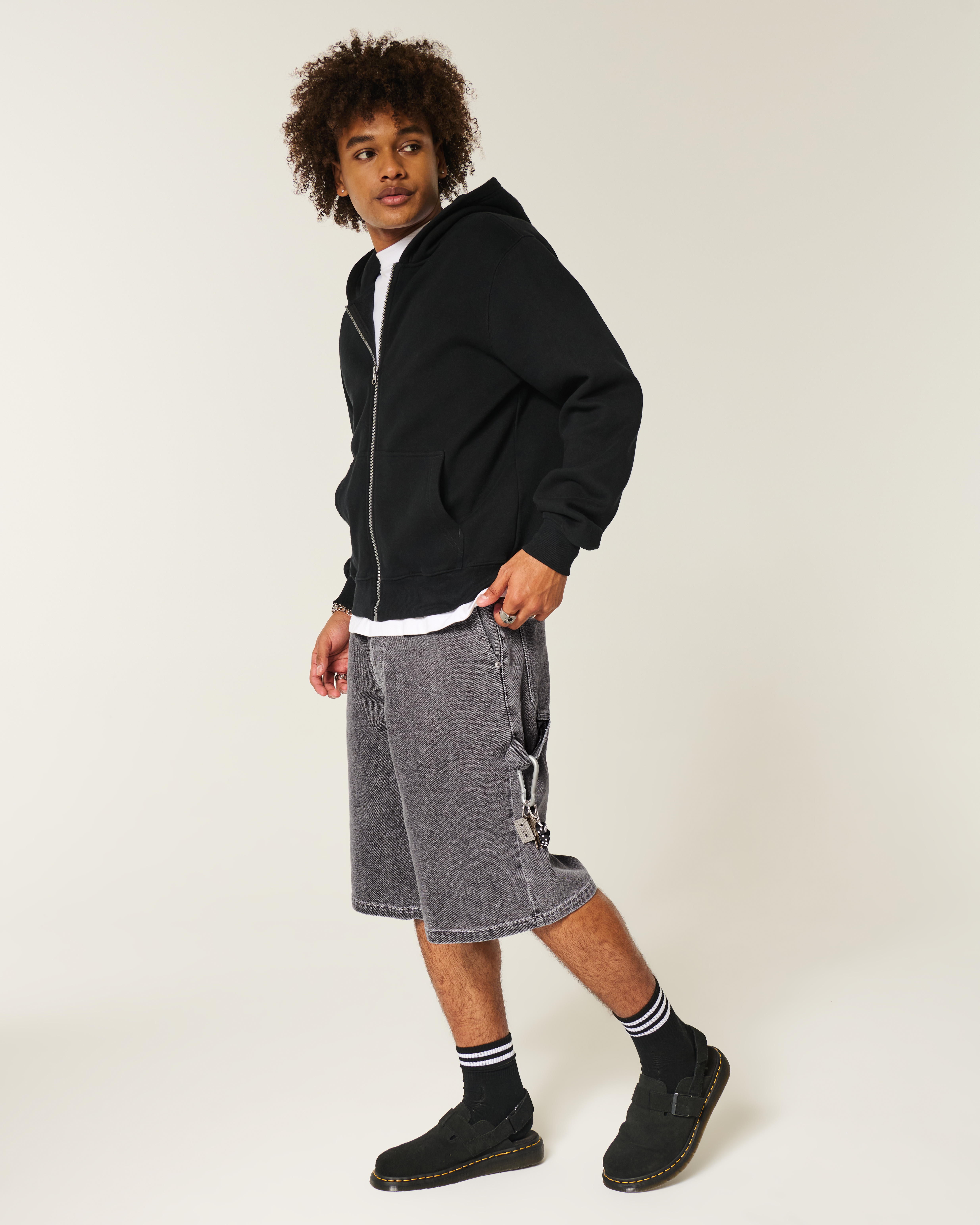 Flame Graphic Super Baggy Denim Painter Shorts