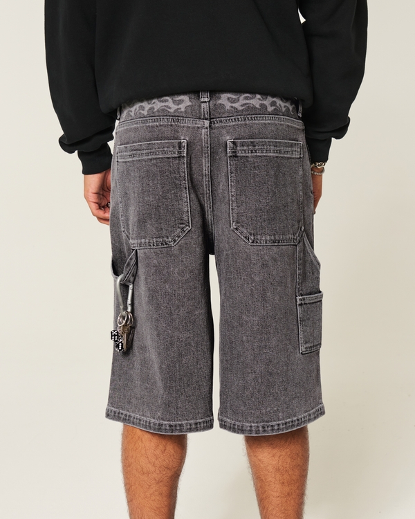 Flame Graphic Super Baggy Denim Painter Shorts