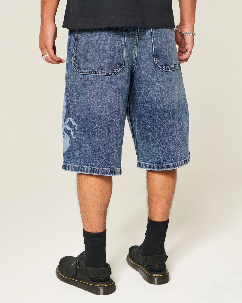 Scorpion Graphic Super Baggy Denim Shorts