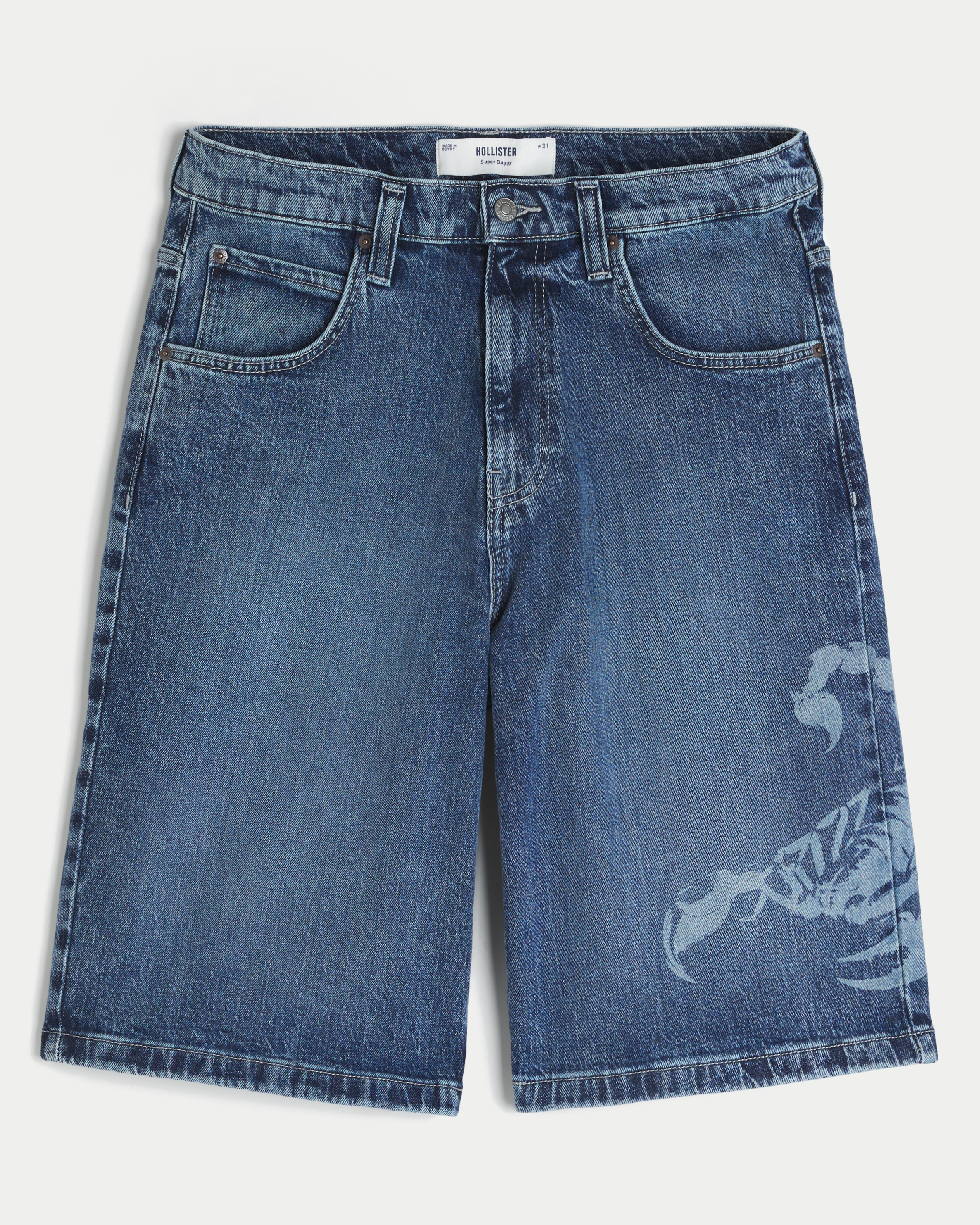 Scorpion Graphic Super Baggy Denim Shorts