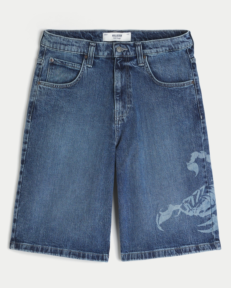 Scorpion Graphic Super Baggy Denim Shorts