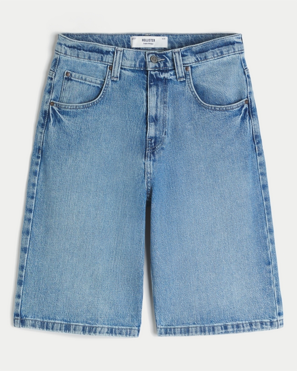 Skull Graphic Super Baggy Denim Shorts