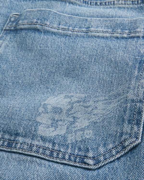 Skull Graphic Super Baggy Denim Shorts