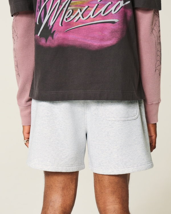 Mid-Thigh Fleece Shorts, Light Heather Gray view 2