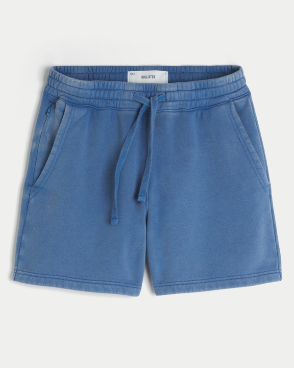 Mid-Thigh Fleece Shorts, Washed Blue view 1