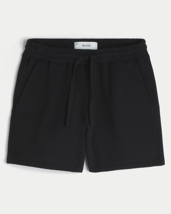 Mid-Thigh Fleece Shorts, Black view 1