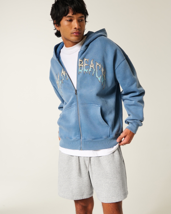 Above-the-Knee Baggy Fleece Shorts, Light Heather Gray view 1