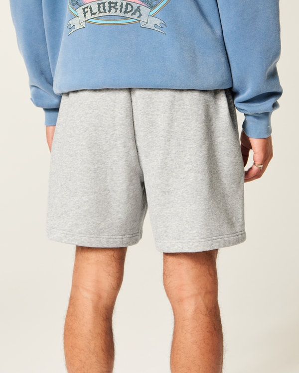 Above-the-Knee Baggy Fleece Shorts, Light Heather Gray view 2