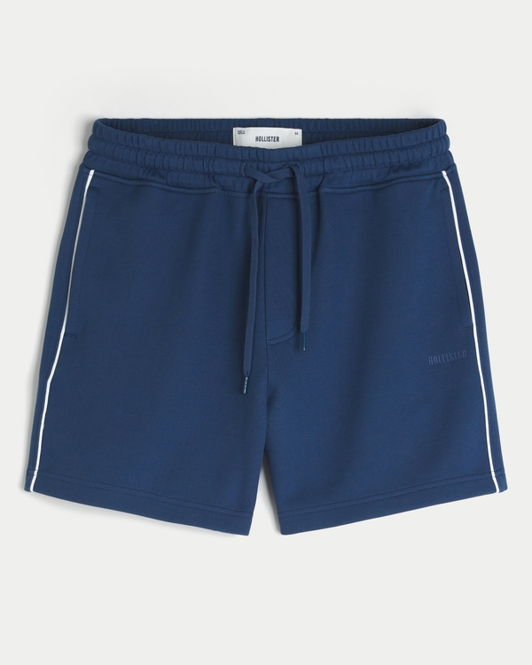 Mid-Thigh Cooling Fleece Shorts, Faded Navy view 1