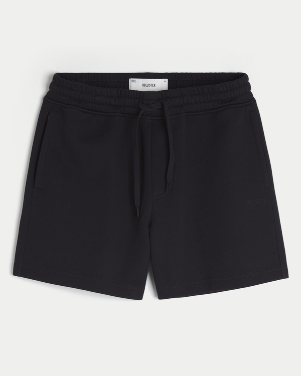 Mid-Thigh Cooling Fleece Shorts, Black view 1