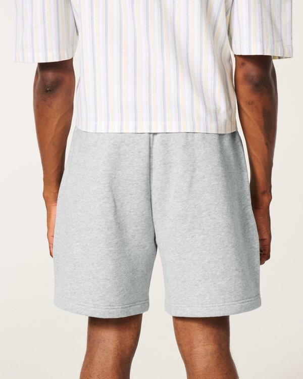 Above-the-Knee Baggy Fleece Shorts, Heather Gray view 2