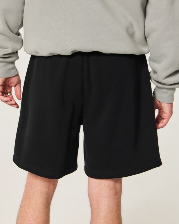 Above-the-Knee Baggy Fleece Shorts, Black view 2