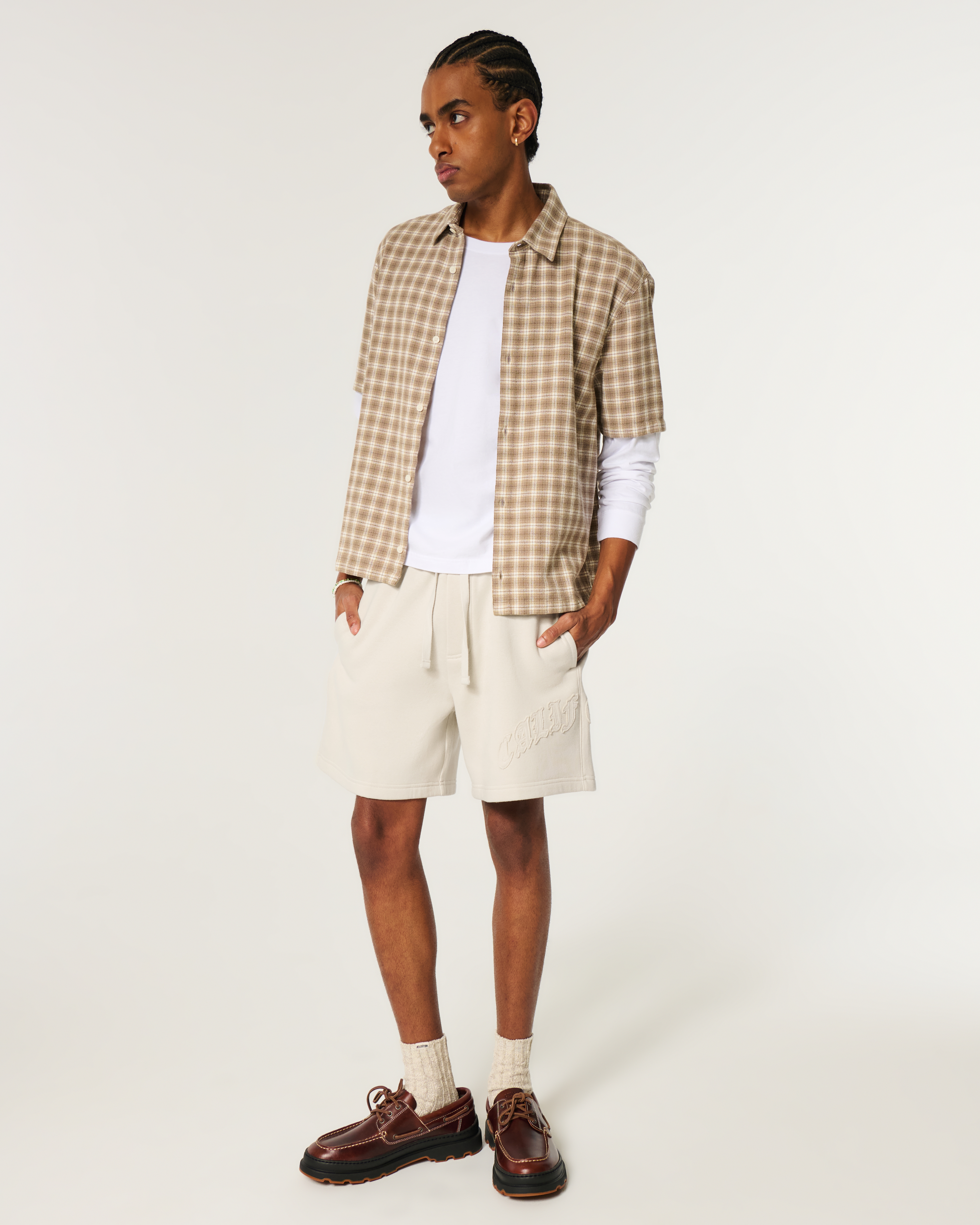 Above-the-Knee Baggy Fleece California Graphic Shorts