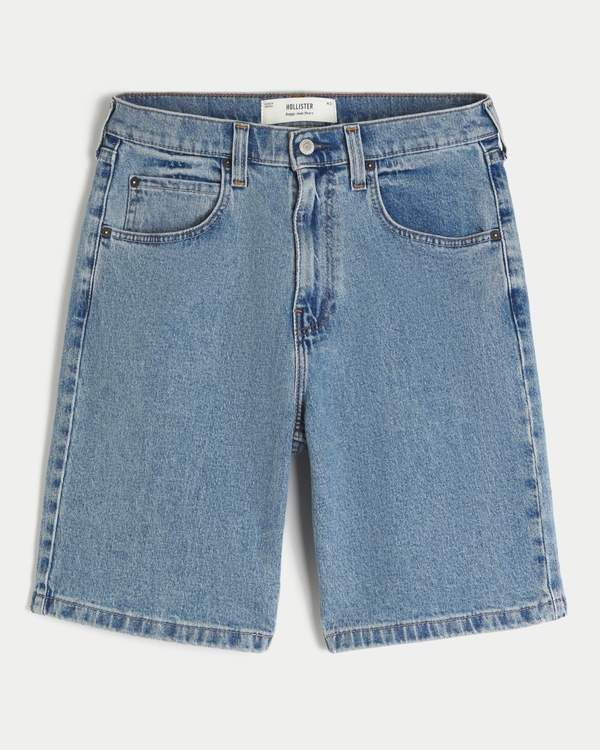 Rest Day Texture — Medium Wash Baggy Denim Shorts