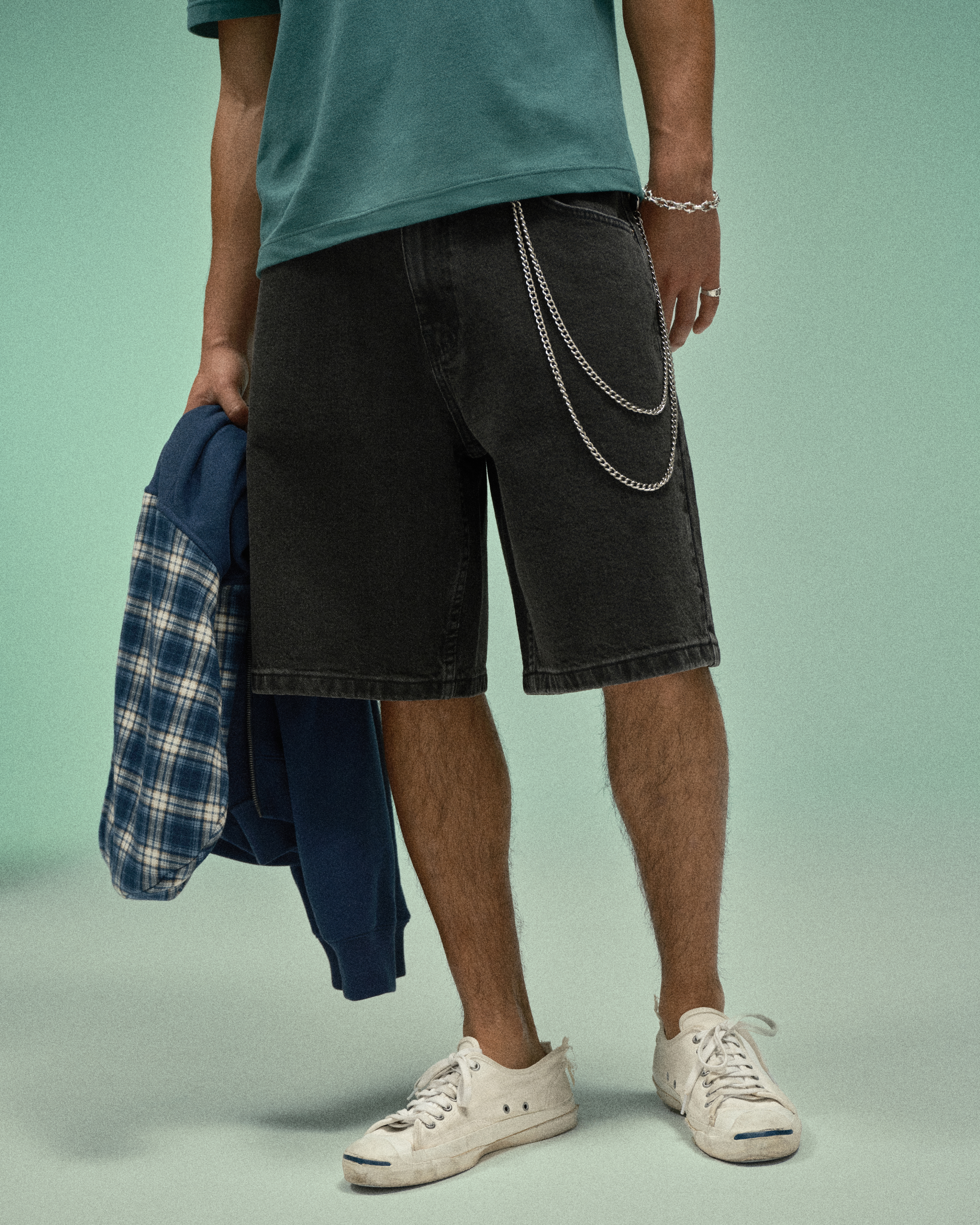 Black Baggy Denim Shorts