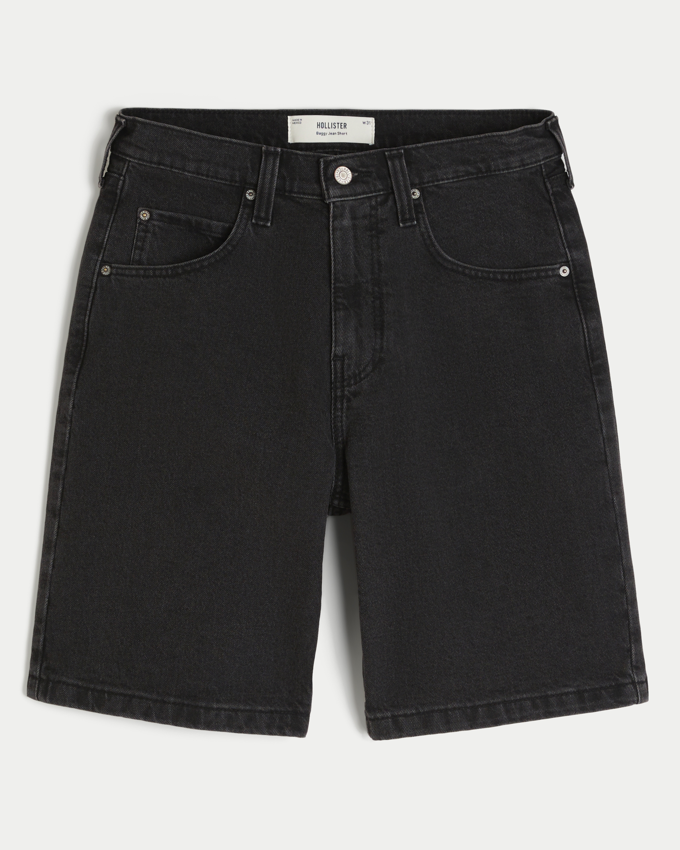 Black Baggy Jean Shorts