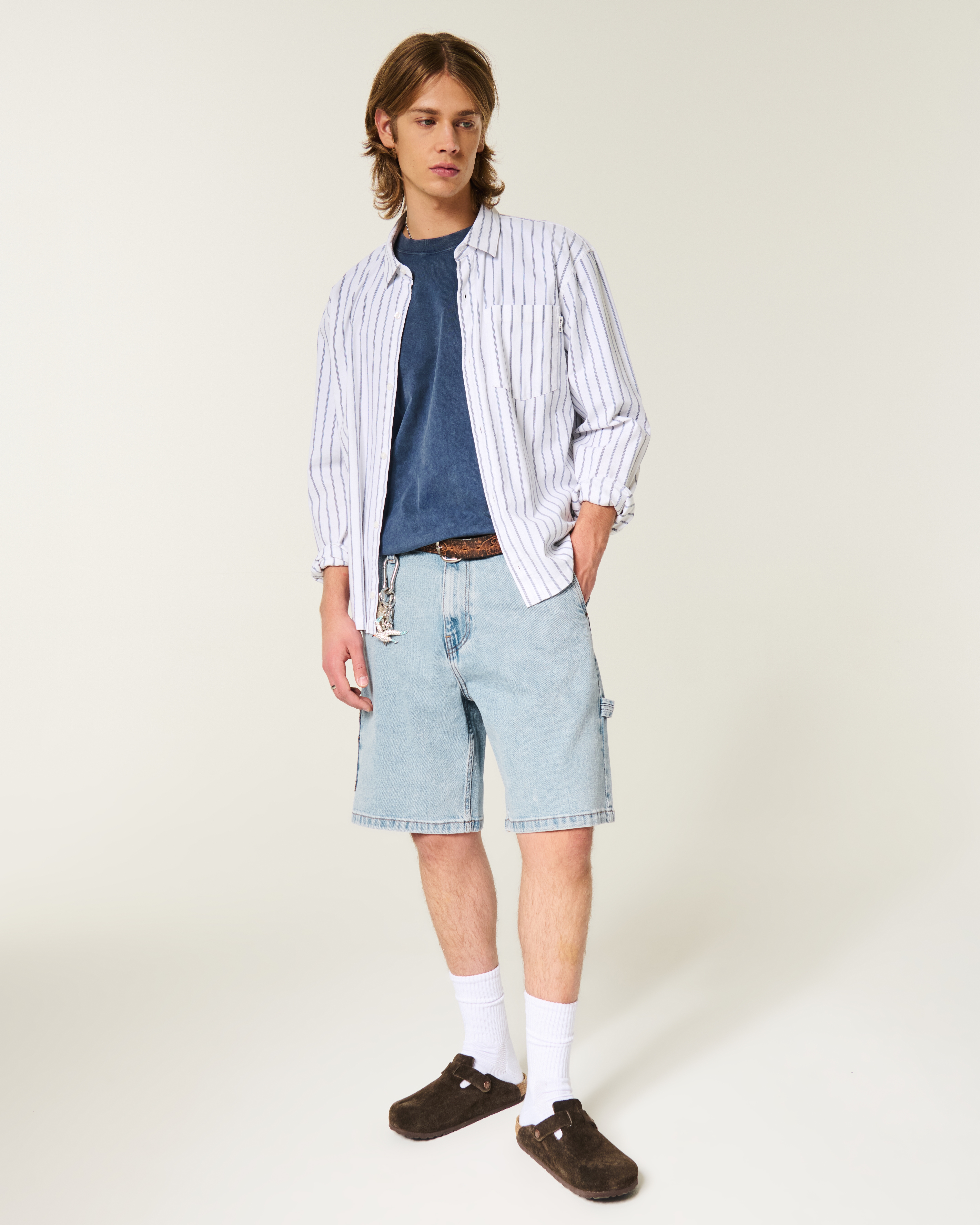 Light Wash Baggy Denim Painter Shorts