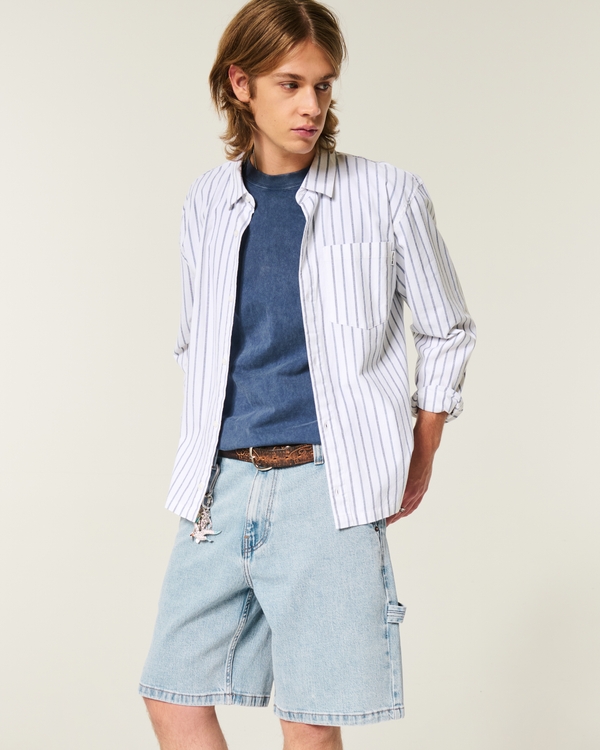 Light Wash Baggy Denim Painter Shorts, Light view 2