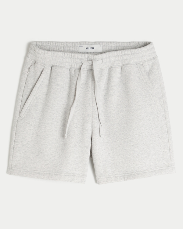 Mid-Thigh Fleece Shorts, Light Heather Gray view 1