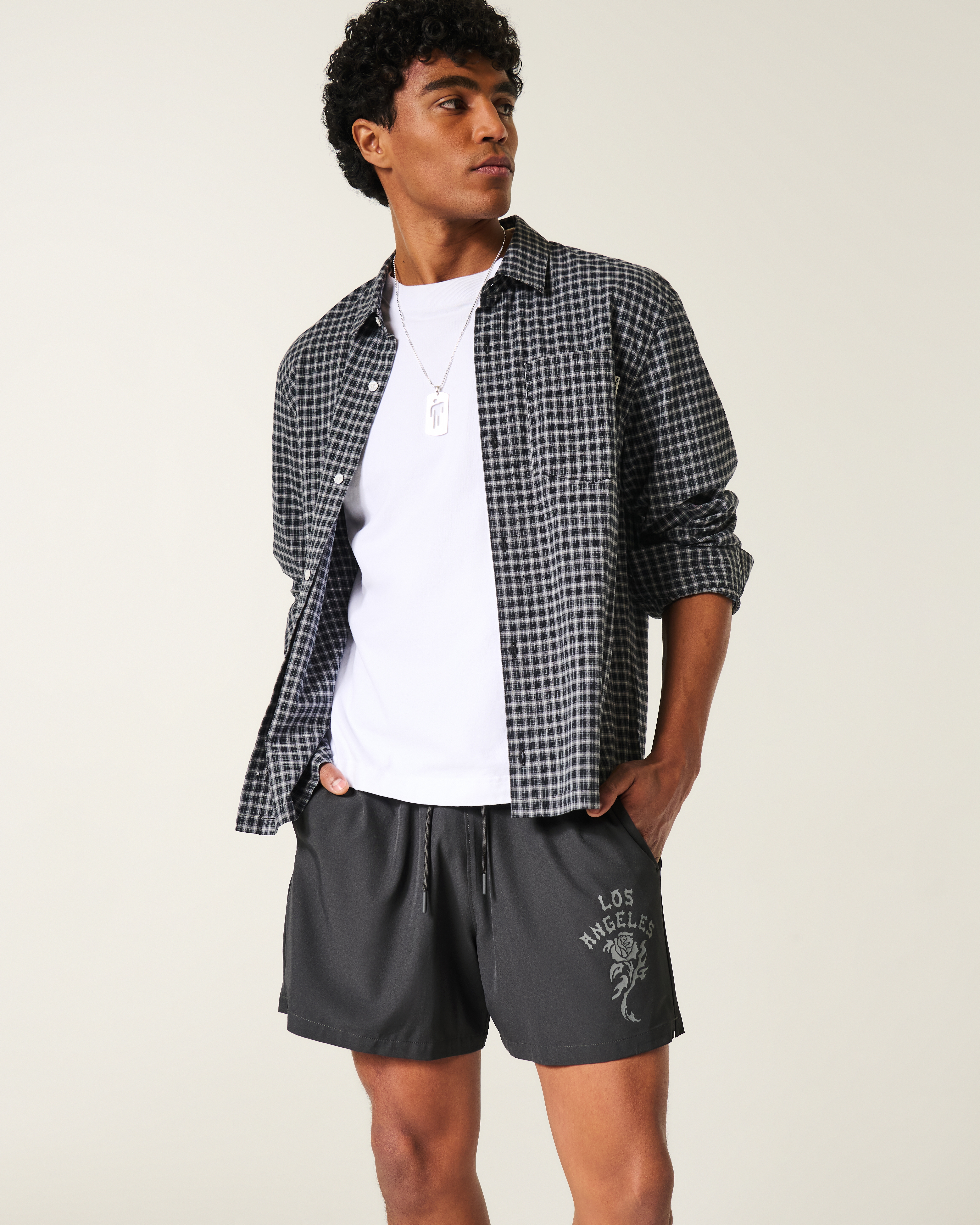 Mid-Thigh Hybrid Active Los Angeles Graphic Shorts