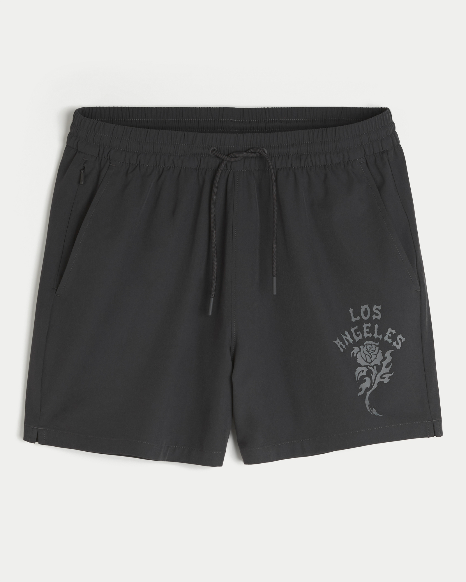 Men's Mid-Thigh Hybrid Active Shorts in Black Size XXL from Hollister
