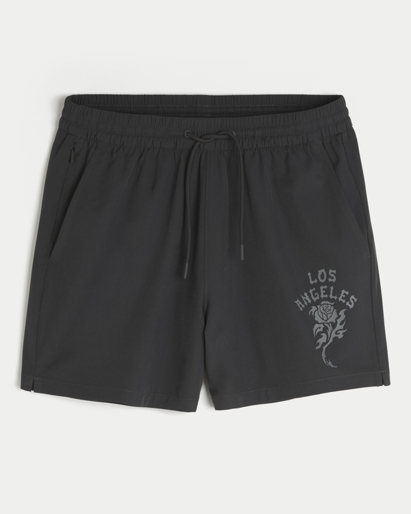 Mid-Thigh Hybrid Active Los Angeles Graphic Shorts