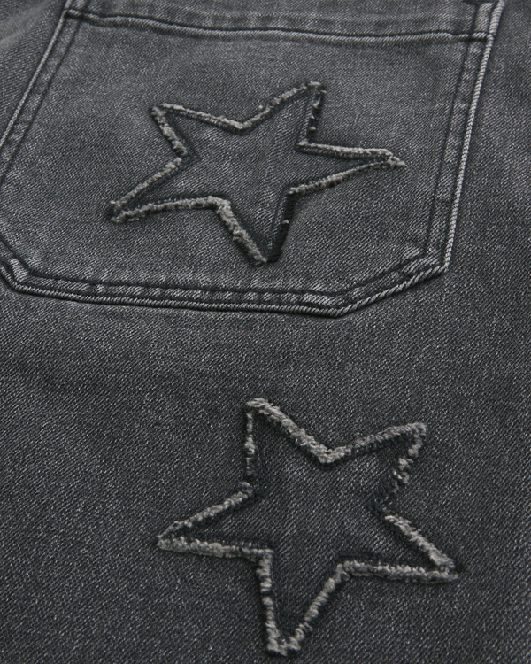 Men's Star Applique Super Baggy Jean Shorts | Men's Clearance
